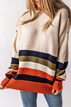 Load image into Gallery viewer, Buttoned Shoulder Drop Shoulder Striped Sweater