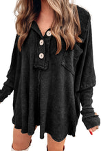 Load image into Gallery viewer, Waffle Knit Buttoned Long Sleeve Top