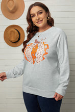 Load image into Gallery viewer, Halloween Pumpkin Leopard Print Plus Size Sweatshirt