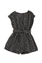 Load image into Gallery viewer, Leopard Print Belted V Neck Short Sleeve Romper