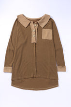 Load image into Gallery viewer, Waffle Knit Buttoned Long Sleeve Top