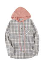 Load image into Gallery viewer, Khaki Drawstring Plaid Hooded Shacket