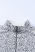 Load image into Gallery viewer, Grey White Zip Neck Oversize Fluffy Fleece Pullover
