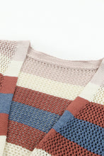 Load image into Gallery viewer, Striped Color Block Hollowed Knit Cardigan