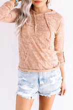 Load image into Gallery viewer, Khaki Solid Color Drawstring Hoodie with Kangaroo Pocket