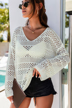 Load image into Gallery viewer, Hollow Out Crochet V Neck Pullover Sweater