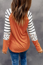 Load image into Gallery viewer, Striped Animal Print Colorblock Long Sleeve Top