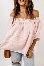 Load image into Gallery viewer, Beige Puff Sleeve Eyelet Babydoll Blouse
