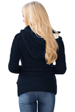 Load image into Gallery viewer, Navy Blue Long Sleeve Button-up Hooded Cardigans