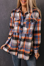 Load image into Gallery viewer, Multicolor Plaid Button Down Ruffled Shirt Jacket