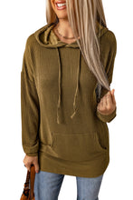 Load image into Gallery viewer, Ribbed Drawstring Pullover Hoodie with Kangaroo Pocket