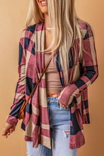 Load image into Gallery viewer, Draped Open Front Plaid Cardigan