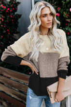 Load image into Gallery viewer, Color Block Netted Texture Pullover Sweater