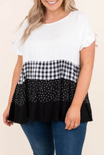 Load image into Gallery viewer, Plaid Dot Ruffled Plus Size Babydoll Top