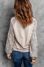 Load image into Gallery viewer, Khaki Love Always Heart Leopard Color Block Top