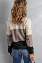 Load image into Gallery viewer, Color Block Netted Texture Pullover Sweater