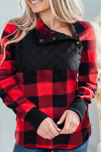 Load image into Gallery viewer, Long Sleeve Plaid Paneled Sweatshirt