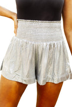 Load image into Gallery viewer, Metallic Sheen Smocked High Waist Shorts
