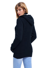 Load image into Gallery viewer, Navy Blue Long Sleeve Button-up Hooded Cardigans
