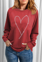 Load image into Gallery viewer, Rhinestone Heart Shaped Long Sleeve Sweatshirt