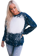 Load image into Gallery viewer, Navy Tie-dyed Crew Neck Pullover Sweatshirt