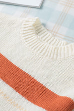 Load image into Gallery viewer, Crew Neck Drop-shoulder Striped Color Block Sweater