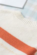 Load image into Gallery viewer, Crew Neck Drop-shoulder Striped Color Block Sweater