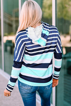 Load image into Gallery viewer, Multi Striped Drawstring Long Sleeve Hoodie