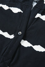 Load image into Gallery viewer, Striped Drawstring Button Long Sleeve Hoodie