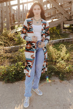 Load image into Gallery viewer, Multicolor Geometric Color Block Open Front Long Cardigan