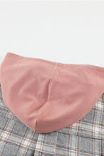 Load image into Gallery viewer, Khaki Drawstring Plaid Hooded Shacket