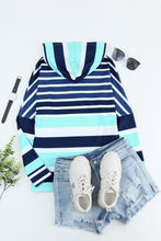 Load image into Gallery viewer, Multi Striped Drawstring Long Sleeve Hoodie