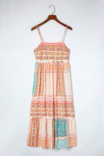 Load image into Gallery viewer, Multicolor Boho Patchwork Print Square Neck Sundress