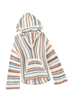 Load image into Gallery viewer, Multicolor Striped Knit Kangaroo Pocket Hooded Sweater