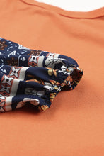 Load image into Gallery viewer, Boho Floral Print Balloon Sleeve Top with Lace Details