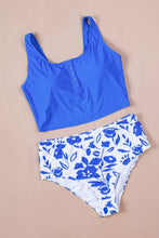 Load image into Gallery viewer, Square Neck Sleeveless Fashion Print Tankini Set