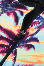 Load image into Gallery viewer, Beach Sunset Zip Front Half Sleeve One Piece Swimsuit