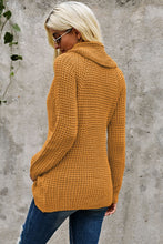 Load image into Gallery viewer, Mustard Buttoned Wrap Turtleneck Sweater
