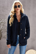 Load image into Gallery viewer, Navy Blue Long Sleeve Button-up Hooded Cardigans