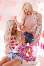 Load image into Gallery viewer, Leopard Sequin Splicing Sleeves Textured Knit Top