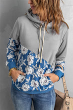 Load image into Gallery viewer, Floral Splicing Cowl Neck Hoodie