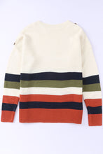 Load image into Gallery viewer, Buttoned Shoulder Drop Shoulder Striped Sweater