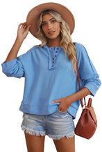 Load image into Gallery viewer, Casual Button Solid Patchwork Trim Hoodie