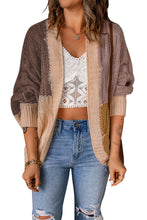 Load image into Gallery viewer, Color Block Loose Open Front Knitted Cardigan