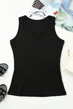 Load image into Gallery viewer, Split Neck Ribbed Knit Tank Top