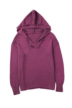 Load image into Gallery viewer, V Neck Ribbed Drop Shoulder Hooded Sweater