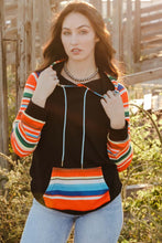 Load image into Gallery viewer, Multicolor Colorful Striped Patchwork Kangaroo Pocket Hoodie
