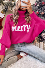 Load image into Gallery viewer, Merry Letter Embroidered High Neck Sweater