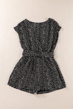 Load image into Gallery viewer, Leopard Print Belted V Neck Short Sleeve Romper