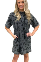 Load image into Gallery viewer, Vintage Washed Leopard T-Shirt Dress with Pockets